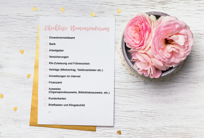 Hochzeit Namensänderung Checkliste